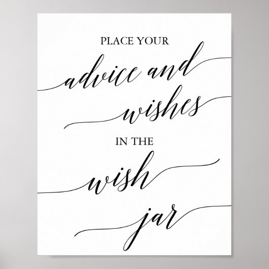 Elegant Black Calligraphy Wish Jar Sign Poster (Voorkant)