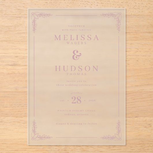 Elegant Black Calligraphy With Floral Acryl Uitnodigingen (Voorkant)