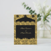 elegant black card gold star flower kaart (Staand voorkant)