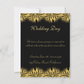 elegant black card gold star flower kaart (Achterkant)
