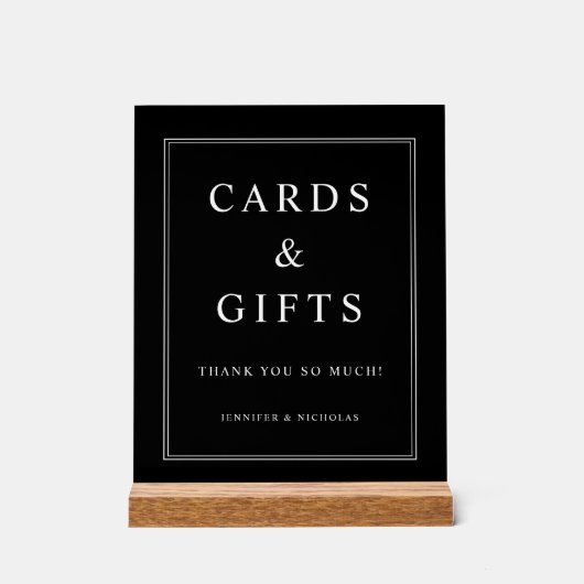 Elegant Black Cards And Gifts Wedding Acryl Bord (Voorkant)