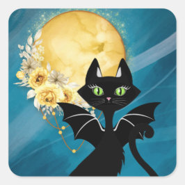 Elegant Black Cat | Bat Cat | Halloween Sticker