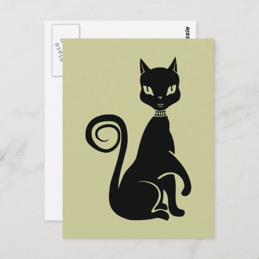 Elegant Black Cat Briefkaart (Voorkant / Achterkant)