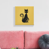 Elegant Black Cat Canvas Afdruk (Insitu (Woonkamer))
