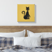 Elegant Black Cat Canvas Afdruk (Insitu (Slaapkamer))