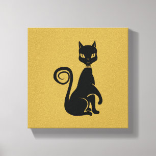 Elegant Black Cat Canvas Afdruk