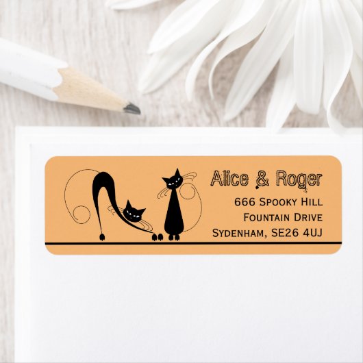 Elegant Black Cat, Halloween Etiket (Insitu)