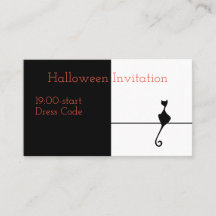 Elegant Black Cat Halloween Invitation