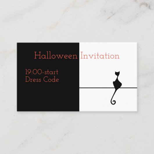 Elegant Black Cat Halloween Invitation Visitekaartje (Voorkant)
