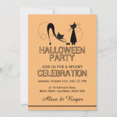 Elegant Black Cat, Halloween Party Kaart (Voorkant)