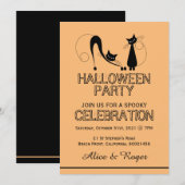 Elegant Black Cat, Halloween Party Kaart (Voorkant / Achterkant)