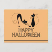 Elegant Black Cat, Happy Halloween Briefkaart (Voorkant)