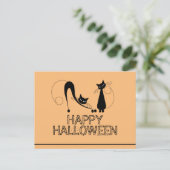 Elegant Black Cat, Happy Halloween Briefkaart (Staand voorkant)