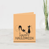 Elegant Black Cat, Happy Halloween Kaart (Voorkant)