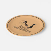 Elegant Black Cat, Happy Halloween Papieren Bordje (Gekanteld)