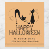 Elegant Black Cat, Happy Halloween Wijn Etiket (Enkel label)