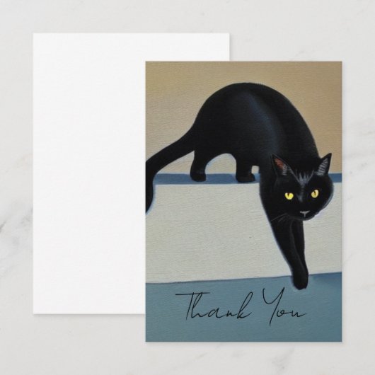 Elegant Black Cat Hartelijk dank Bedankkaart (Voorkant / Achterkant)