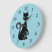 Elegant Black Cat met een verhoogde poot Grote Klok (Hoek)