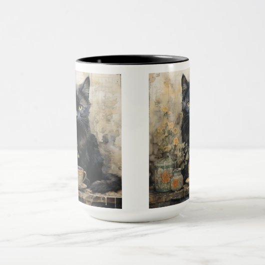 Elegant Black Cat Mok (Midden)