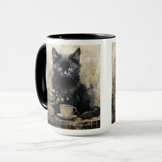 Elegant Black Cat Mok (Voorkant links)