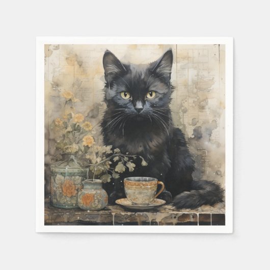 Elegant Black Cat Servet (Voorkant)