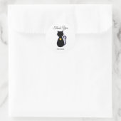 Elegant Black Cat Silhouette Hartelijk dank Ronde Sticker (Tas)