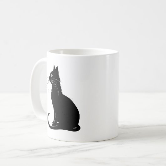 Elegant Black Cat Silhouette Mug Koffiemok (Voorkant links)
