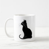 Elegant Black Cat Silhouette Mug Koffiemok (Links)