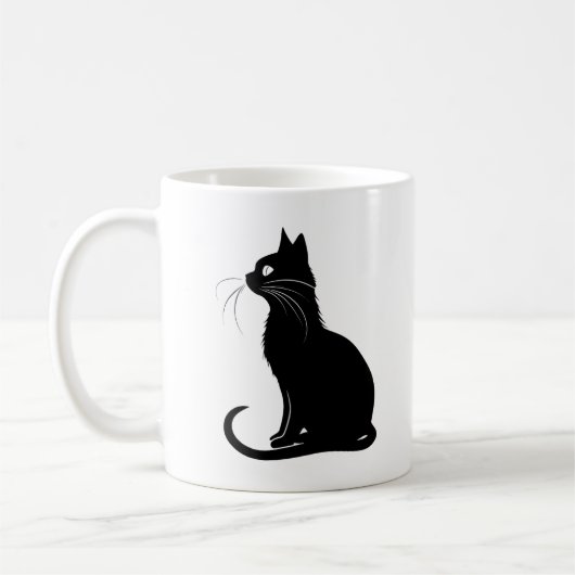 Elegant Black Cat Silhouette Mug Koffiemok (Links)