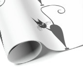  Elegant Black Cat Silhouette Sticker Cadeaupapier (Rol Hoek)