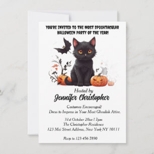 Elegant Black Cat spectaculair Halloween feest Kaart