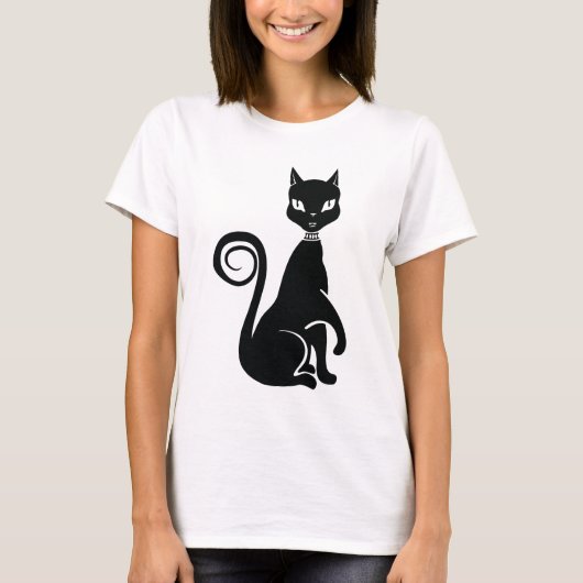 Elegant Black Cat T-shirt (Voorkant)