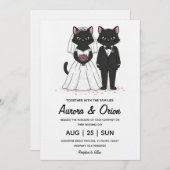 Elegant black cat wedding invitation kaart (Voorkant / Achterkant)