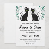 Elegant black cat wedding invitation kaart (Voorkant / Achterkant)