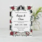 Elegant black cat wedding invitation kaart (Staand voorkant)