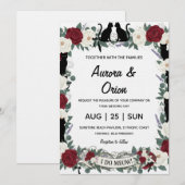 Elegant black cat wedding invitation kaart (Voorkant / Achterkant)