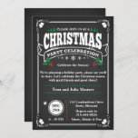 Elegant Black Chalkboard Kerstfeest Kaart<br><div class="desc">Nodig al je familie en vrienden dit jaar uit bij je feestdag met deze elegante uitnodiging voor kerstfeest. Pas de uitnodiging aan door al je partijgegevens toe te voegen.</div>