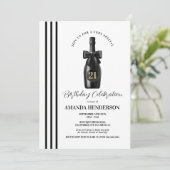 Elegant Black Champagne Birthday Kaart (Staand voorkant)