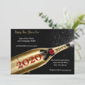 Elegant Black Champagne New Years Eve Party Kaart (Staand voorkant)