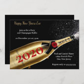 Elegant Black Champagne New Years Eve Party Kaart (Voorkant / Achterkant)