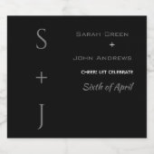 Elegant Black Cheer Celebration Wedding Bottle Sparkling Wijnetiket (Enkel label)