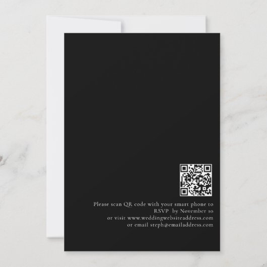 Elegant Black Cherry Blossom QR Code Weddenschap Kaart (Achterkant)