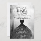 Elegant Black Chic Dress Silver Sweet 16 Party Kaart (Voorkant)
