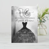 Elegant Black Chic Dress Silver Sweet 16 Party Kaart (Staand voorkant)