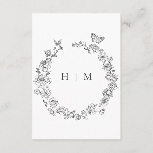 Elegant Black Chinoiserie Bird Crest Wedding Informatiekaartje (Achterkant)