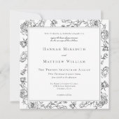 Elegant Black Chinoiserie Bird & Crest Wedding Kaart (Voorkant)