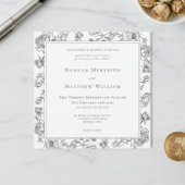 Elegant Black Chinoiserie Bird & Crest Wedding Kaart