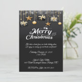Elegant Black Christmas Design Party Kaart (Staand voorkant)