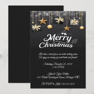 Elegant Black Christmas Design Party Kaart