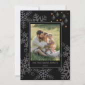 Elegant Black Christmas Greenery Wreath 4 Photo Ho Feestdagenkaart (Voorkant)